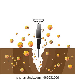 Vector business design. Mining money (Cryptocurrency), vector illustration