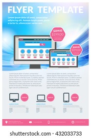 Vector business design template for brochure, flyer, mobile technologies and applications. Colorful modern abstract background