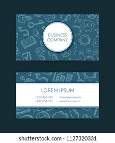 Vector business doodle icons business card template illustration isolated on background