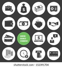 Vector Business Ecommerce Banking and Finance Money Icons Set