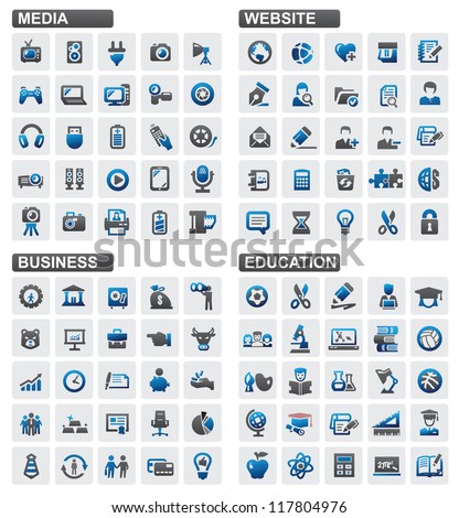 Vector business education website media icons set