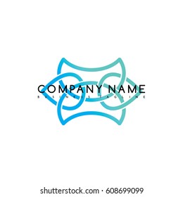 Vector Business emblem blue knot symbol curve looped icon logo logotype art