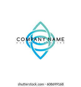 Vector Business emblem blue knot symbol curve looped icon logo logotype art