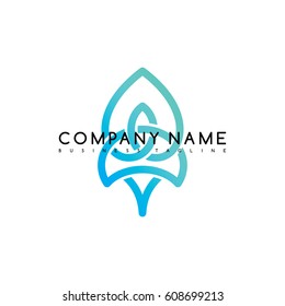 Vector Business emblem blue knot symbol curve looped icon logo logotype art