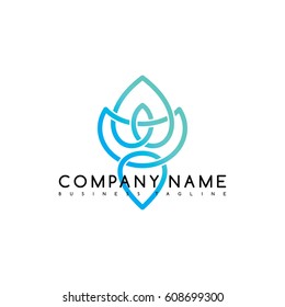 Vector Business emblem blue knot symbol curve looped icon logo logotype art