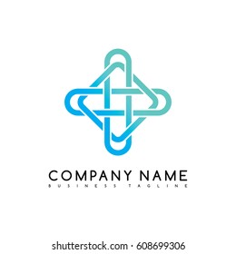 Vector Business emblem blue knot symbol curve looped icon logo logotype art