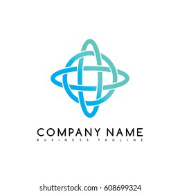 Vector Business emblem blue knot symbol curve looped icon logo logotype art
