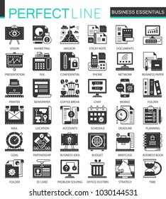 Vector Business essential classic black mini concept icons and infographic symbols set