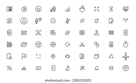 Vector business and finance editable stroke line icon set with money, bank, check, law, auction, exchance, payment, wallet, deposit, piggy, calculator, web and more isolated outline thin symbol