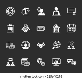 Vector business and finance management white pictograph Icons set