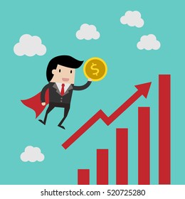 vector business finance. save money for investment concept,cartoon businessman with money in his hand to save. cartoon vector illustration for business design