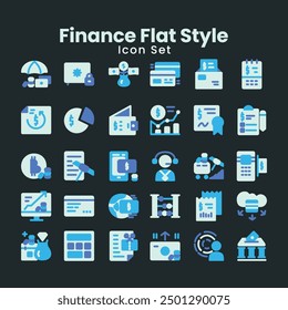 Vector Business Finance types icon set in Flat style vector illustration