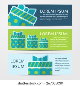 Vector business flat background. Set of three banners.  Eps10