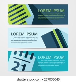 Vector business flat background. Set of three banners.  Eps10