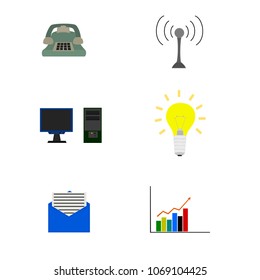 Vector business flat icon set on white background
