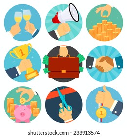 Vector business flat icons set