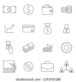 Vector Business flat minimalistic line icon set. Thin line vector icons for website design and development, app development