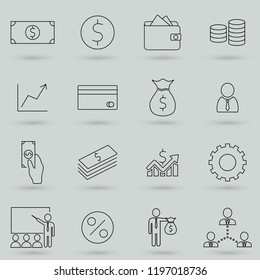 Vector Business flat minimalistic line icon set. Thin line vector icons for website design and development, app development
