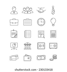 Vector Business Flat Minimalistic Line Icon Set