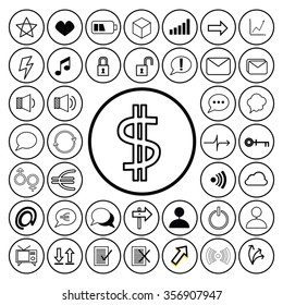 Vector Business flat minimalistic line icon set