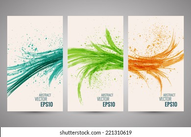 Vector business flayer design with colored grunge wave. Abstract background