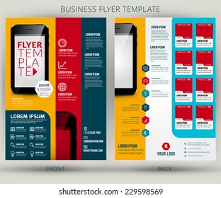 Vector Business Flyer Or Brochure Design Template. Mobile Application Advertising