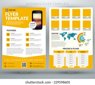Vector Business Flyer Or Brochure Design Template. Mobile Application Advertising