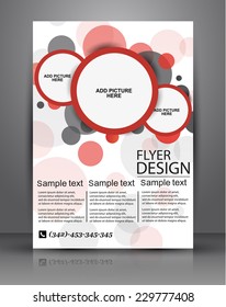 Vector business flyer with circles of red color