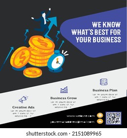Vector Business Flyer Design Template,  Vector Brochure Design Layout Template. grey and Black Colors