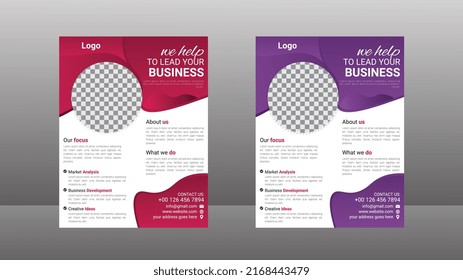 Vector Business Flyer Design Template. Brochure Report Business Magazine Poster. Flyer Layout Template In A4 Size And Letter. Modern Brochure Template Cover Design, Annual Report, Poster Two Colors.