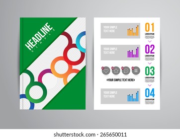 Vector business flyer template with infographic and place for photo. Abstract illustration for brochure or magazine.
