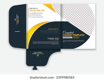 Vector business folder design for files, business presentation folder design template.