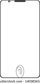 Vector of  Business full screen  Smart Phone With Fingerprint Access Minimal smartphone outline with a blank white screen and a single fingerprint icon near the bottom, indicating biometric unlocking 