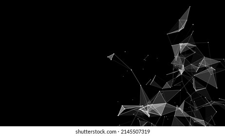 Vector business futuristic backdrop. Network connection structure cyberspace with moving particles. Big data visualization. Abstract cyber security background.