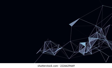 Vector business futuristic backdrop. Network connection glitch structure cyberspace with moving particles. Big data visualization. Abstract cyber security background.