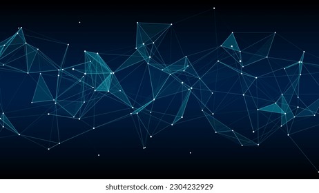 Vector business futuristic backdrop. Network connection structure cyberspace with moving particles. Big data visualization. Abstract cyber security background.