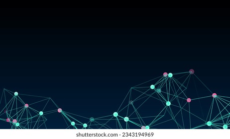 Vector business futuristic backdrop. Network connection structure cyberspace with moving particles. Big data visualization. Abstract cyber security background.
