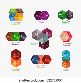 Diseños geométricos de la empresa vectorial con texto de opción