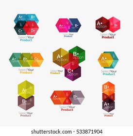 Diseños geométricos de la empresa vectorial con texto de opción