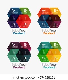 Layouts geométricos de negócios vetoriais com texto de opção