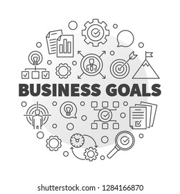 Vector Business goals round concept minimal illustration in outline style