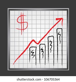 vector business graph with arrow showing profits and gains. vector business background