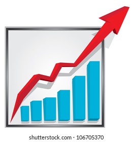 vector business graph with arrow showing profits and gains. vector business background
