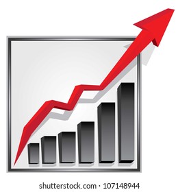 vector business graph with arrow showing profits and gains. vector business background
