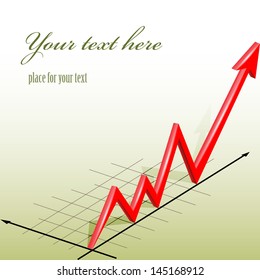 vector business graph with arrow showing profits and gains