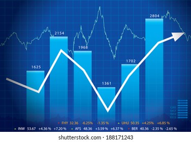 Vector  Business graph with arrow showing profits and gains Abstract of financial stock data Stock 