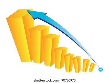 vector business graph with arrow showing profits and gains.