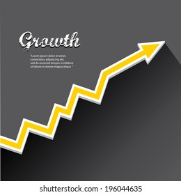 vector Business graph and chart on black background.vector golden grow up arrow.