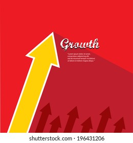 vector Business graph and chart on red background.vector golden grow up arrow.
