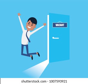 Vector business graph, business company takes employee to work, flat color icons, creative illustration businessmen are examining a resume, a design metaphor of an open vacancy-growing firm